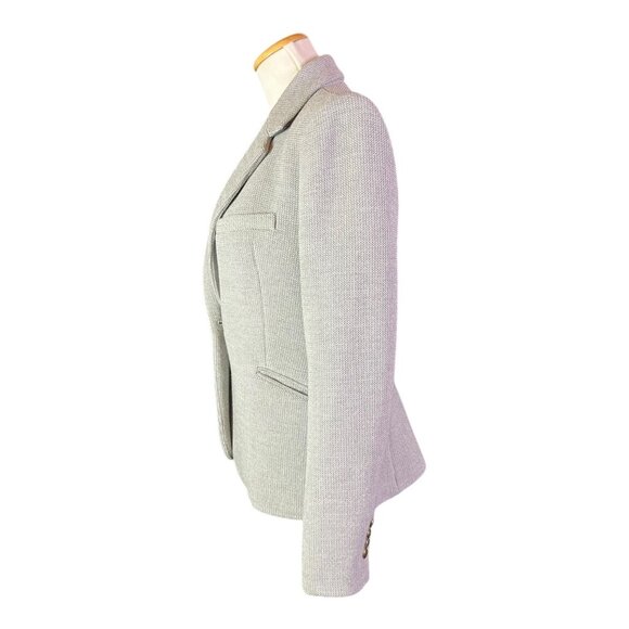 ZARA Woman Size L Fitted Textured Grey Blazer Jacket Stretch - Picture 5 of 13